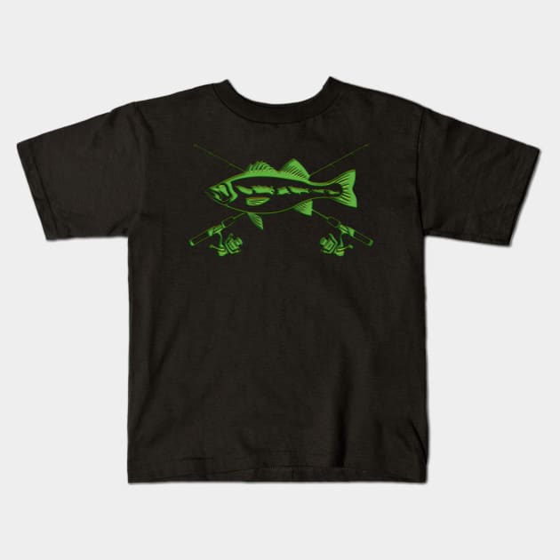 Bass Fishing Kids T-Shirt by Fisherbum